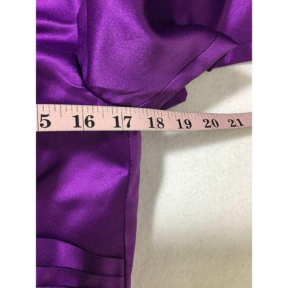 FORMAL 10 M purple pleated half sleeve vneck lace up party midi dress NEW B105 - Picture 4 of 7